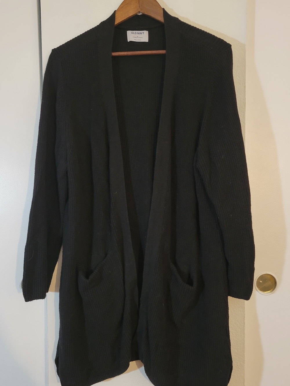 Old Navy Black Open-Front Long Ribbed Cardigan